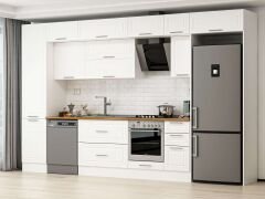 Alvinka 370X240 Cm Klasik Mebran Mutfak Dolabı Beyaz Beyaz Mbb-E80B50S40-2