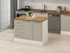 Alvinka 120 Cm Mbr_C Ada Mutfak Dolabı Beyaz Kumtaşı Mdf