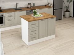 Alvinka 120 Cm Mbr_C Ada Mutfak Dolabı Beyaz Kumtaşı Mdf