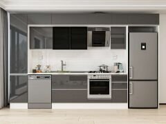 Alvinka 365X240 Cm High Gloss Mutfak Dolabı Mbb-E80B45S40-3 High Gloss | Antrasit - Suntalam