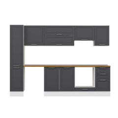 Alvinka 295X210 Cm Klasik Mebran Mutfak Dolabı Mb-E90B40S45-1 Mebran | Antrasit - Suntalam