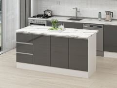 Alvinka 180 Cm Hg_J Ada Mutfak Dolabı Beyaz Antrasit Mdf