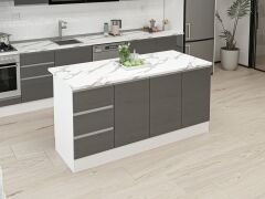 Alvinka 180 Cm Hg_J Ada Mutfak Dolabı Beyaz Antrasit Mdf