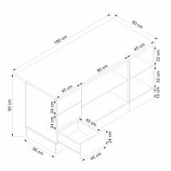 Alvinka 180 Cm Hg_J Ada Mutfak Dolabı Beyaz Antrasit Mdf