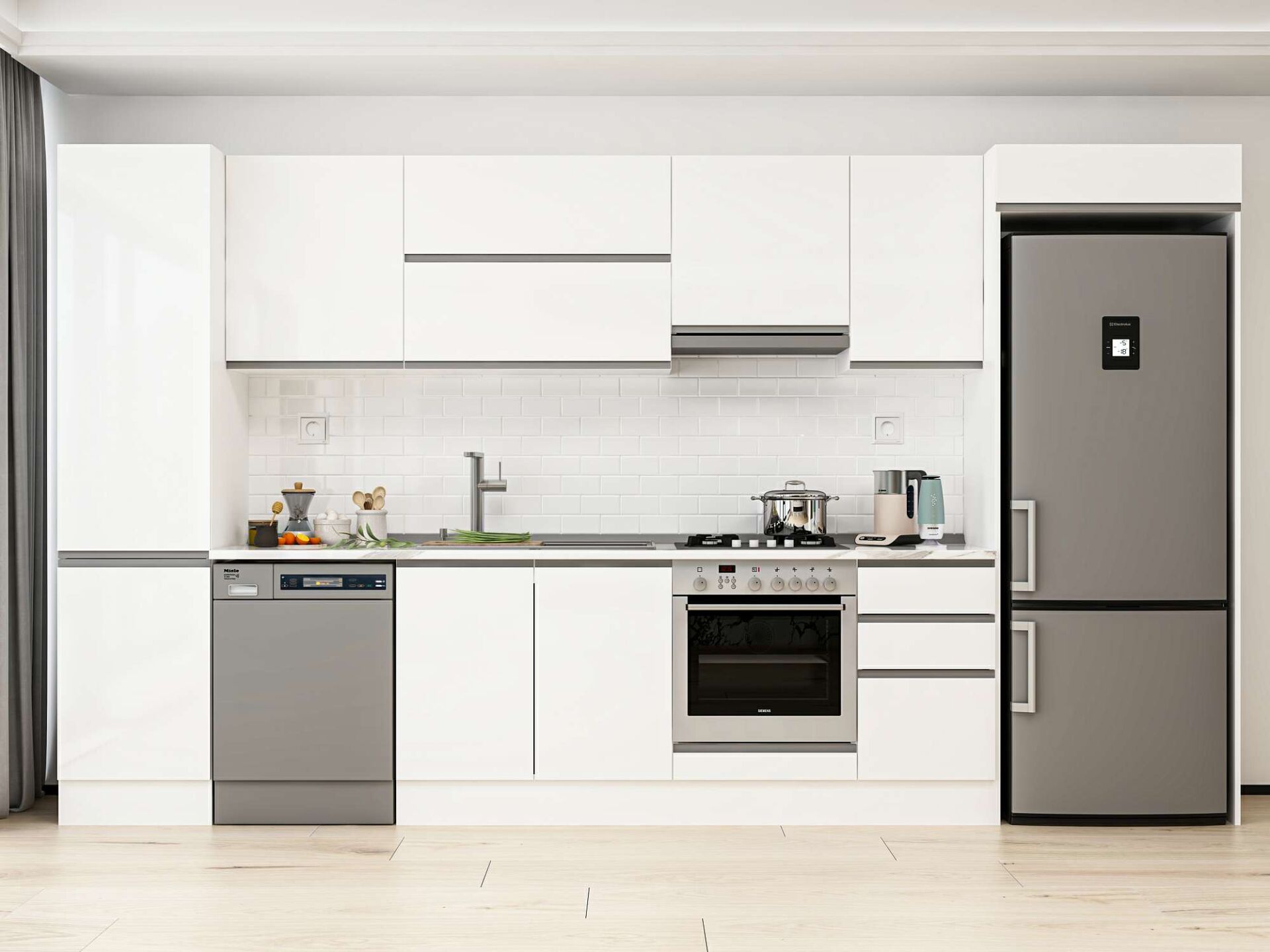 Alvinka 385X222 Cm High Gloss Mutfak Dolabı Mbb-E90B50S45-1