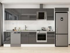 Alvinka 365X222 Cm High Gloss Mutfak Dolabı Mb-E80S40S45-2 High Gloss | Antrasit - Mdf