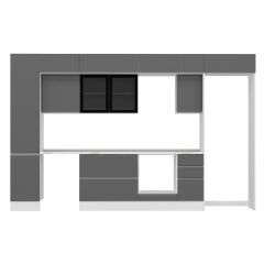 Alvinka 365X240 Cm High Gloss Mutfak Dolabı Mbb-E80B45S40-3 High Gloss | Antrasit - Mdf