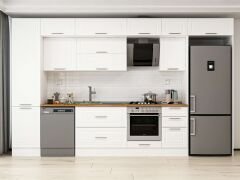 Alvinka 375X240 Cm Klasik Mebran Mutfak Dolabı Beyaz Beyaz Mbb-E80B50S45-2