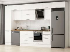 Alvinka 375X240 Cm Klasik Mebran Mutfak Dolabı Beyaz Beyaz Mbb-E80B50S45-2