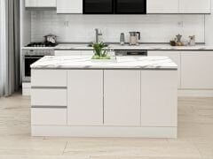 Alvinka 180 Cm Hg_J Ada Mutfak Dolabı Beyaz Beyaz Suntalam