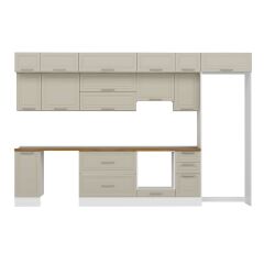 Alvinka 370X240 Cm Klasik Mebran Mutfak Dolabı Beyaz Beyaz Mb-E90S40S40-1 Mebran | Kumtaşı - Mdf