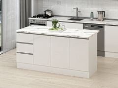 Alvinka 180 Cm Hg_J Ada Mutfak Dolabı Beyaz Beyaz Mdf