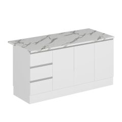 Alvinka 180 Cm Hg_J Ada Mutfak Dolabı Beyaz Beyaz Mdf