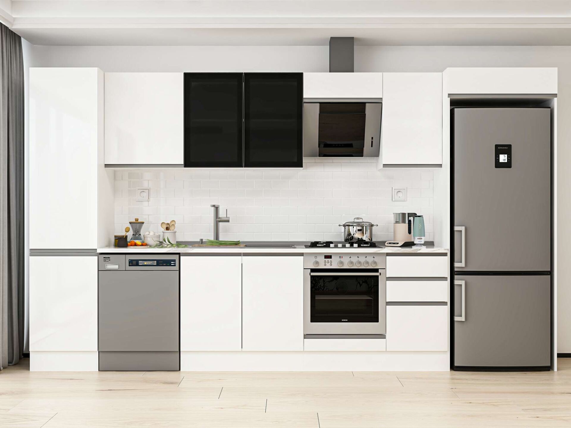 Alvinka 385X222 Cm High Gloss Mutfak Dolabı Mbb-E90B50S45-3