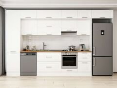 Alvinka 380X240 Cm Klasik Mebran Mutfak Dolabı Beyaz Beyaz Mbb-E80B50S50-1