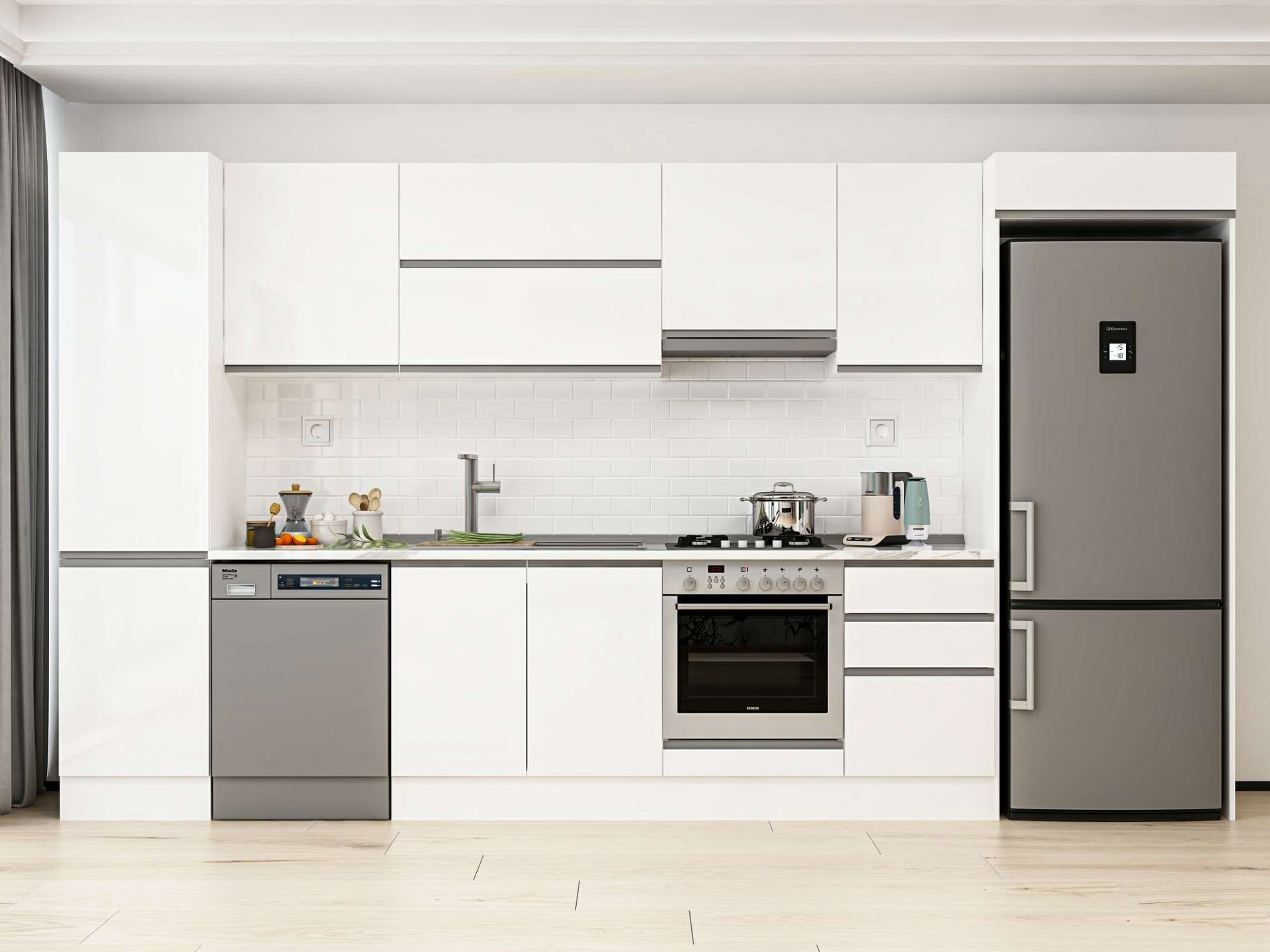 Alvinka 390X222 Cm High Gloss Mutfak Dolabı Mbb-E90B50S50-1