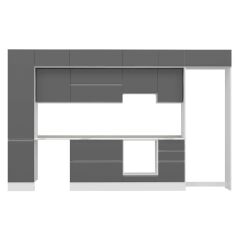 Alvinka 370X240 Cm High Gloss Mutfak Dolabı Mbb-E80B45S45-1 High Gloss | Antrasit - Suntalam