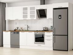 Alvinka 380X222 Cm Klasik Mebran Mutfak Dolabı Mb-E90S50S40-3 Mebran | Beyaz - Mdf