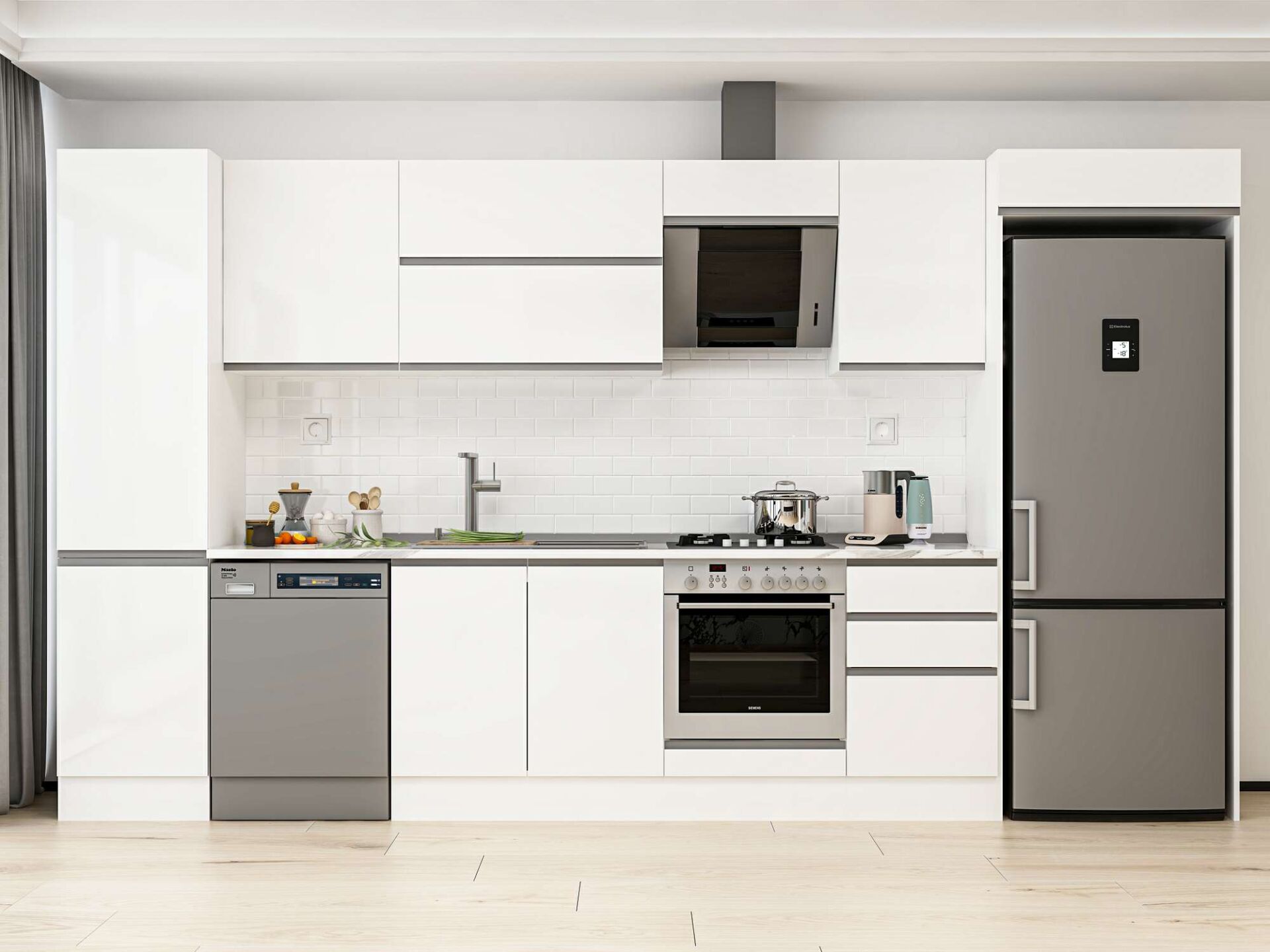 Alvinka 390X222 Cm High Gloss Mutfak Dolabı Mbb-E90B50S50-2