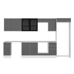 Alvinka 365X222 Cm High Gloss Mutfak Dolabı Mb-E80S40S45-3 High Gloss | Antrasit - Mdf