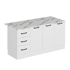 Alvinka 180 Cm Mbr_A Ada Mutfak Dolabı Beyaz Beyaz Suntalam