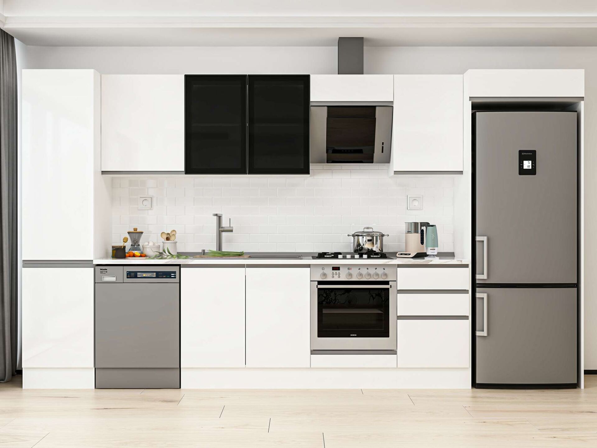 Alvinka 390X222 Cm High Gloss Mutfak Dolabı Mbb-E90B50S50-3