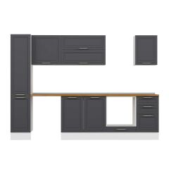 Alvinka 295X210 Cm Klasik Mebran Mutfak Dolabı Mb-E90B40S45-2 Mebran | Antrasit - Suntalam