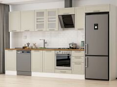 Alvinka 380X222 Cm Klasik Mebran Mutfak Dolabı Mb-E90S50S40-3 Mebran | Kumtaşı - Mdf