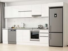 Alvinka 370X222 Cm High Gloss Mutfak Dolabı Mb-E80S40S50-1 High Gloss | Beyaz - Mdf