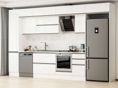 Alvinka 370X240 Cm High Gloss Mutfak Dolabı Mbb-E80B45S45-2 High Gloss | Beyaz - Mdf