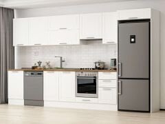 Alvinka 385X222 Cm Klasik Mebran Mutfak Dolabı Mb-E90S50S45-1 Mebran | Beyaz - Suntalam