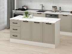 Alvinka 180 Cm Mbr_A Ada Mutfak Dolabı Beyaz Kumtaşı Suntalam