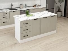 Alvinka 180 Cm Mbr_A Ada Mutfak Dolabı Beyaz Kumtaşı Suntalam