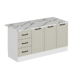 Alvinka 180 Cm Mbr_A Ada Mutfak Dolabı Beyaz Kumtaşı Suntalam