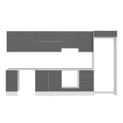 Alvinka 370X222 Cm High Gloss Mutfak Dolabı Mb-E80S40S50-1 High Gloss | Antrasit - Suntalam