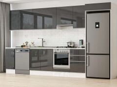 Alvinka 370X222 Cm High Gloss Mutfak Dolabı Mb-E80S40S50-1 High Gloss | Antrasit - Mdf