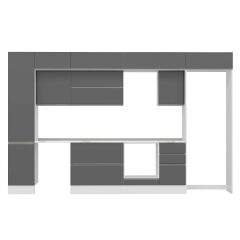 Alvinka 370X240 Cm High Gloss Mutfak Dolabı Mbb-E80B45S45-2 High Gloss | Antrasit - Mdf