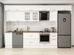 Alvinka 370X240 Cm Klasik Mebran Mutfak Dolabı Beyaz Beyaz Mb-E90S40S40-3 Mebran | Beyaz - Suntalam