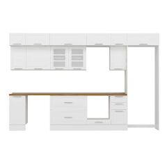 Alvinka 370X240 Cm Klasik Mebran Mutfak Dolabı Beyaz Beyaz Mb-E90S40S40-3 Mebran | Beyaz - Suntalam