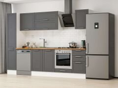 Alvinka 295X210 Cm Klasik Mebran Mutfak Dolabı Mb-E90B40S45-2 Mebran | Antrasit - Mdf