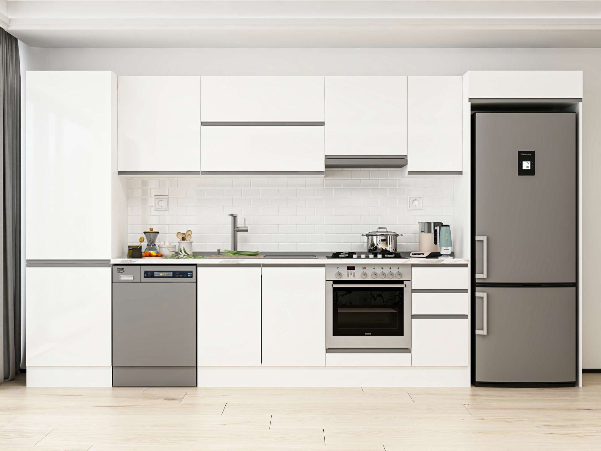 Alvinka 390X222 Cm High Gloss Mutfak Dolabı Mbb-E90B60S40-1