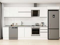 Alvinka 370X222 Cm High Gloss Mutfak Dolabı Mb-E80S40S50-2 High Gloss | Beyaz - Mdf