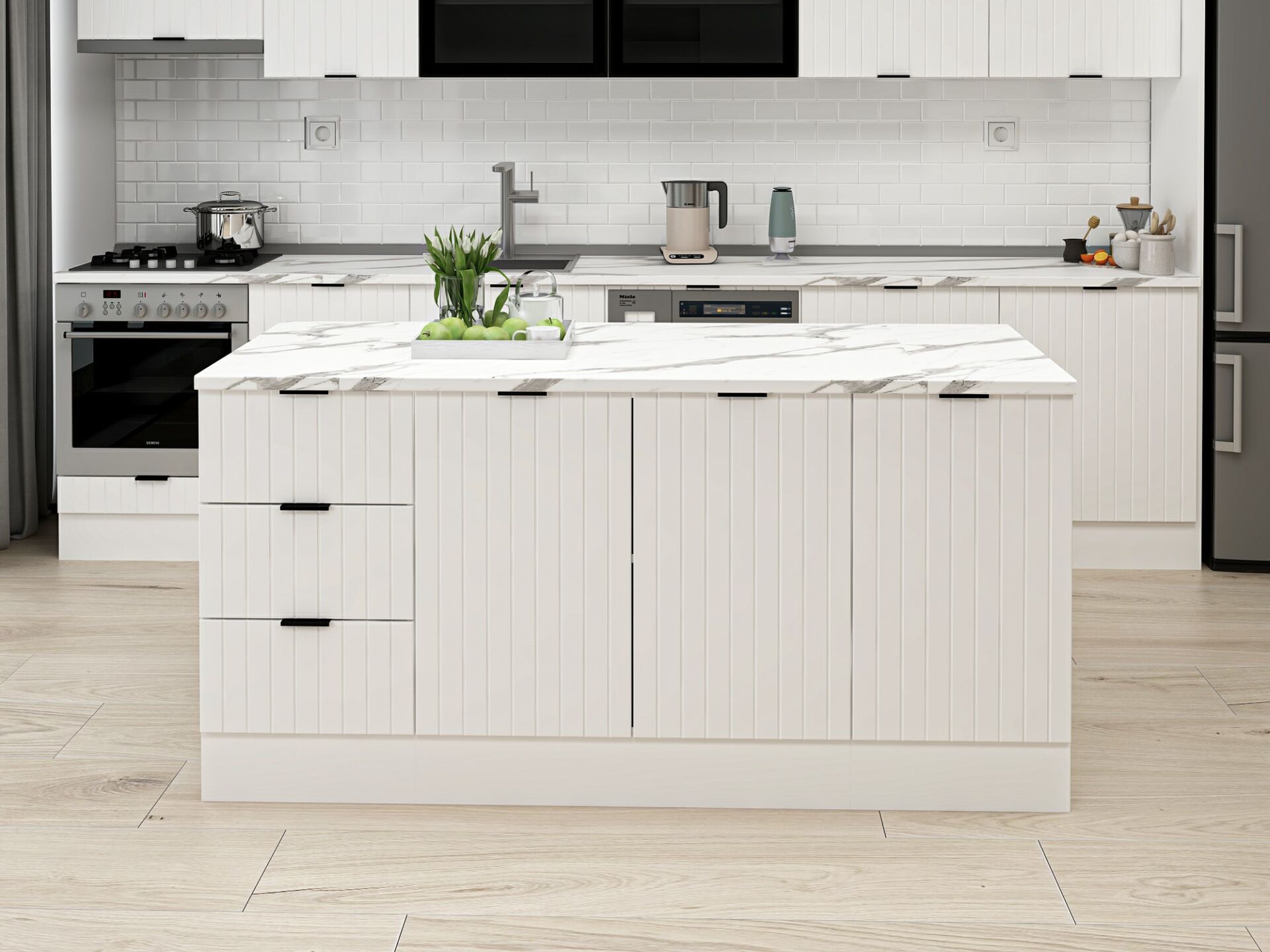 Alvinka 180 Cm Mbr_B Ada Mutfak Dolabı Beyaz Beyaz Suntalam