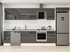 Alvinka 370X222 Cm High Gloss Mutfak Dolabı Mb-E80S40S50-2 High Gloss | Antrasit - Suntalam