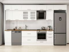 Alvinka 370X240 Cm Klasik Mebran Mutfak Dolabı Beyaz Beyaz Mb-E90S40S40-3 Mebran | Beyaz - Mdf