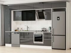 Alvinka 370X240 Cm High Gloss Mutfak Dolabı Mbb-E80B45S45-3 High Gloss | Antrasit - Mdf