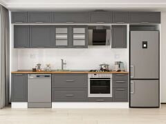 Alvinka 370X240 Cm Klasik Mebran Mutfak Dolabı Beyaz Beyaz Mb-E90S40S40-3 Mebran | Antrasit - Mdf