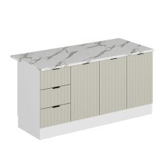 Alvinka 180 Cm Mbr_B Ada Mutfak Dolabı Beyaz Kumtaşı Suntalam