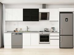 Alvinka 370X222 Cm High Gloss Mutfak Dolabı Mb-E80S40S50-3 High Gloss | Beyaz - Suntalam