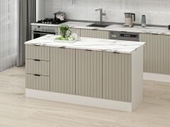 Alvinka 180 Cm Mbr_B Ada Mutfak Dolabı Beyaz Kumtaşı Mdf